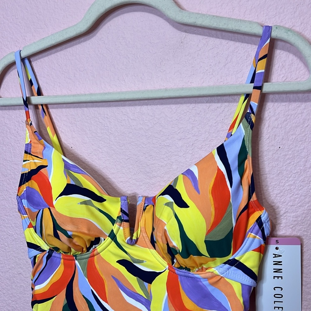 Anne Cole Ladies Tankini Swim Top Multi Trop w/ Black. Size S - Picture 3 of 10